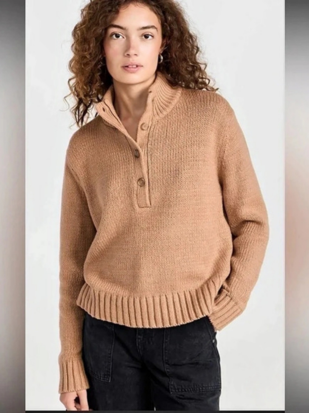 JENNI KAYNE Button Pullover Camel M